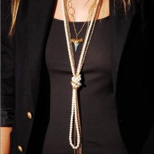 Knotted faux pearl necklace